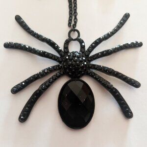 Claire's Spider Necklace Sparkly Black Rhinestones Halloween Goth